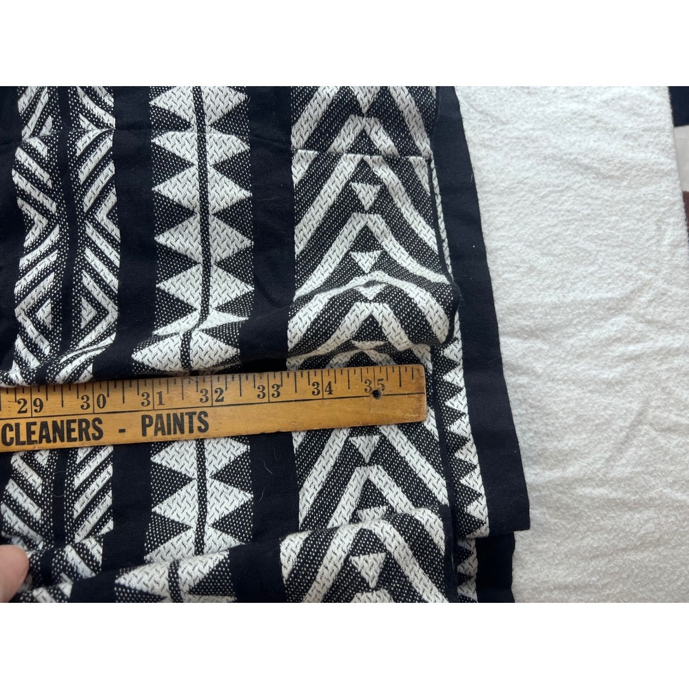 Maeve Anthropologie Geometric Tribal Mini Dress Black White Tassel Boho Medium - Picture 7 of 9
